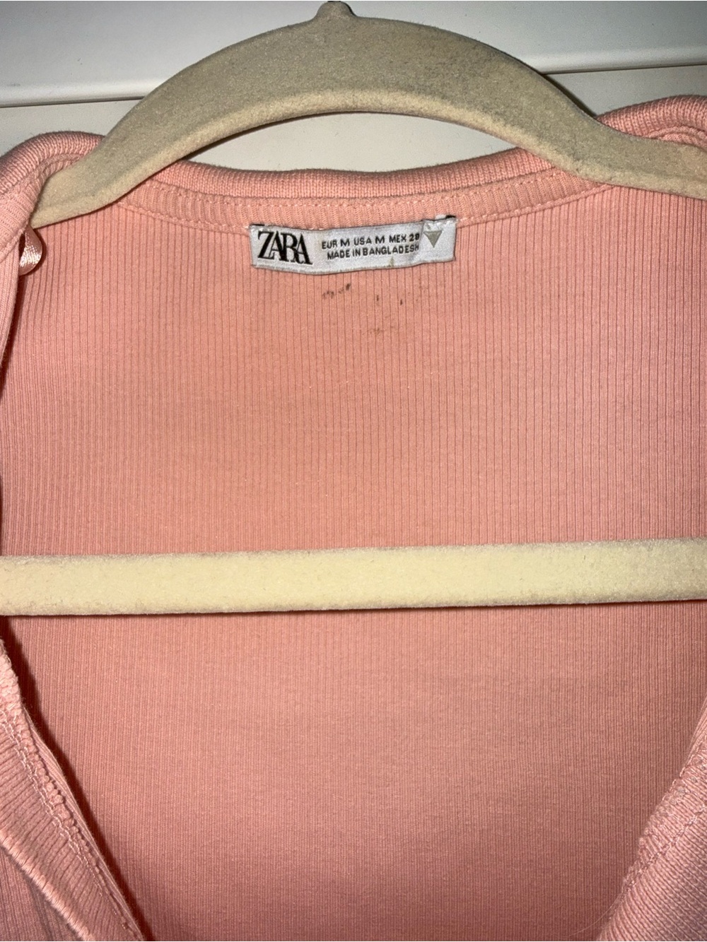 Zara Ribbed Collared Crop Top – Size Medium - Picture 3 of 3